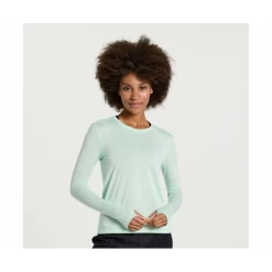 Camiseta Running Saucony Stopwatch Long Sleeve Verde Mujer