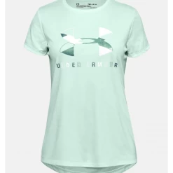 Camiseta Under Armour Tech Graphic Big Logo Verde Agua Niña
