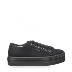 Zapatillas Lona Victoria Plataforma 109201 Negra Mujer